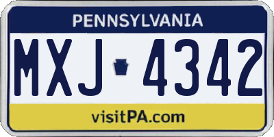 PA license plate MXJ4342