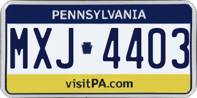 PA license plate MXJ4403
