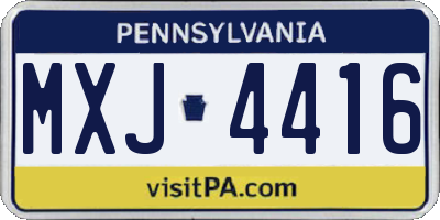 PA license plate MXJ4416