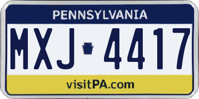 PA license plate MXJ4417