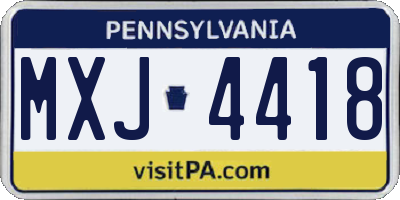PA license plate MXJ4418