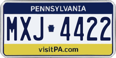 PA license plate MXJ4422