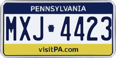 PA license plate MXJ4423