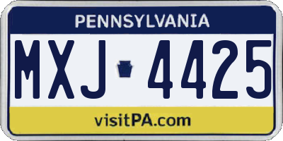 PA license plate MXJ4425