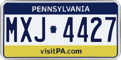 PA license plate MXJ4427