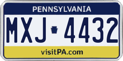PA license plate MXJ4432