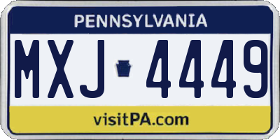 PA license plate MXJ4449