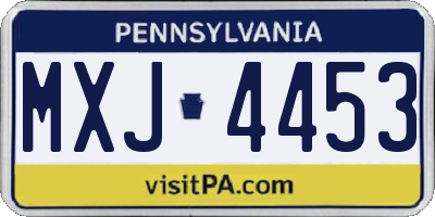 PA license plate MXJ4453