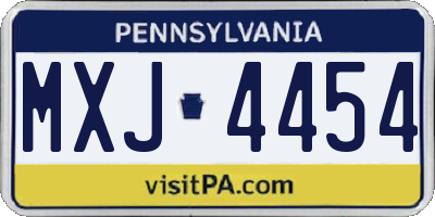PA license plate MXJ4454