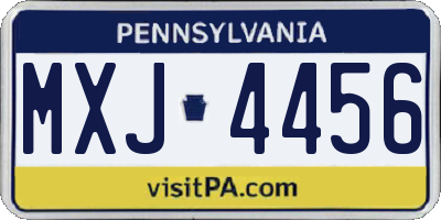 PA license plate MXJ4456