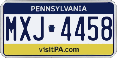 PA license plate MXJ4458