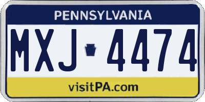 PA license plate MXJ4474