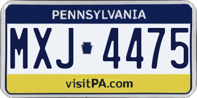 PA license plate MXJ4475