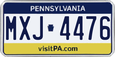 PA license plate MXJ4476