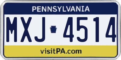 PA license plate MXJ4514
