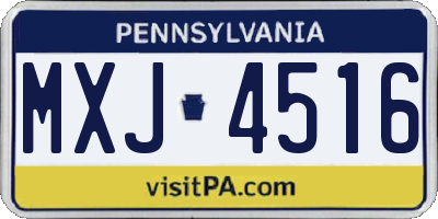 PA license plate MXJ4516