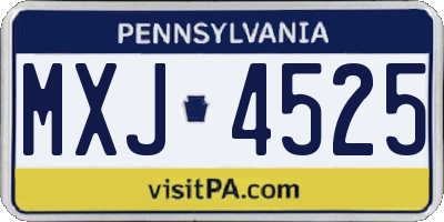PA license plate MXJ4525