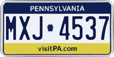 PA license plate MXJ4537