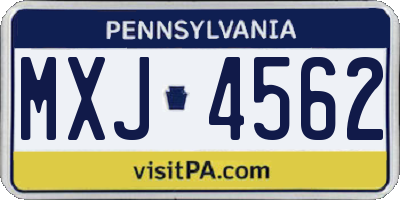 PA license plate MXJ4562