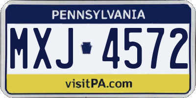 PA license plate MXJ4572