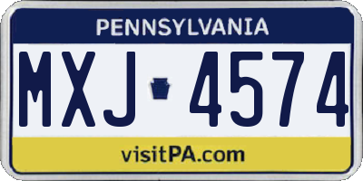PA license plate MXJ4574