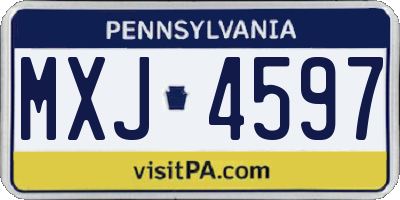 PA license plate MXJ4597