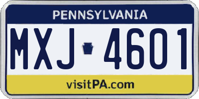 PA license plate MXJ4601