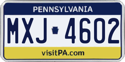 PA license plate MXJ4602