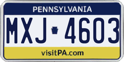 PA license plate MXJ4603