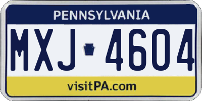 PA license plate MXJ4604