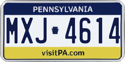PA license plate MXJ4614