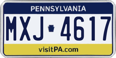 PA license plate MXJ4617