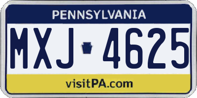 PA license plate MXJ4625