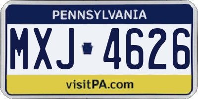 PA license plate MXJ4626