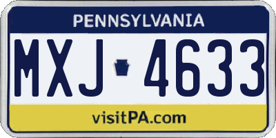 PA license plate MXJ4633