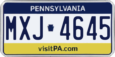 PA license plate MXJ4645