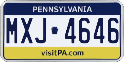 PA license plate MXJ4646