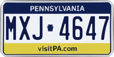 PA license plate MXJ4647