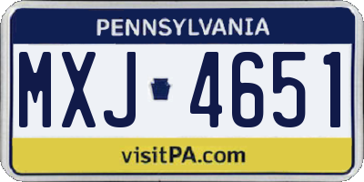 PA license plate MXJ4651