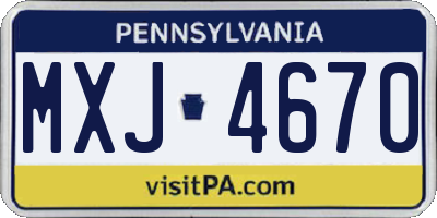 PA license plate MXJ4670