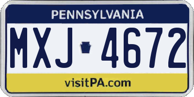 PA license plate MXJ4672