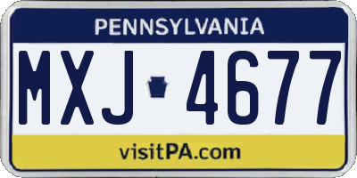 PA license plate MXJ4677