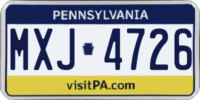 PA license plate MXJ4726