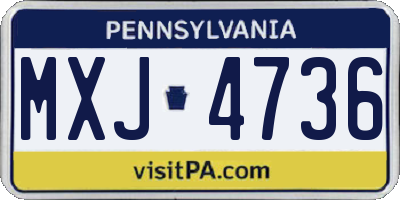 PA license plate MXJ4736