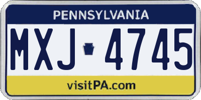 PA license plate MXJ4745