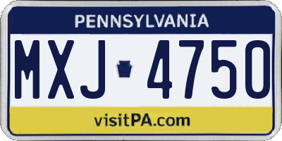 PA license plate MXJ4750