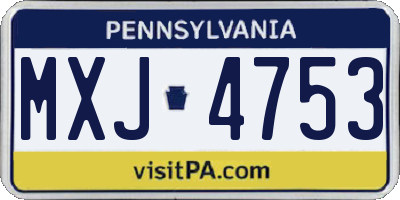 PA license plate MXJ4753