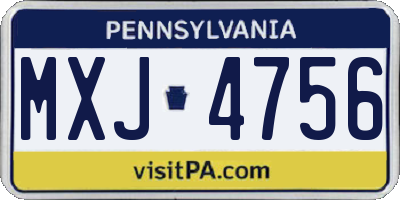 PA license plate MXJ4756