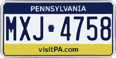 PA license plate MXJ4758