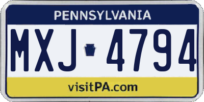PA license plate MXJ4794